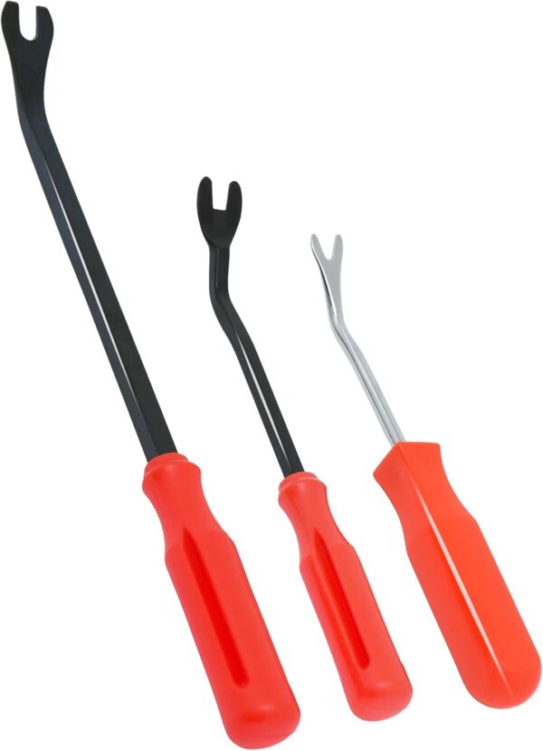 3Pcs Auto Fastener Remover Trim Rivet Removal Tool Kit for Car Door Panel Dashboard (Red)