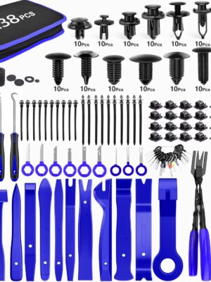 238Pcs Trim Removal Tool, Auto Push Pin Bumper Retainer Clip Set Fastener Terminal Remover Tool Adhesive Cable Clips Pry Kit Car Panel Radio Removal Auto Clip Pliers