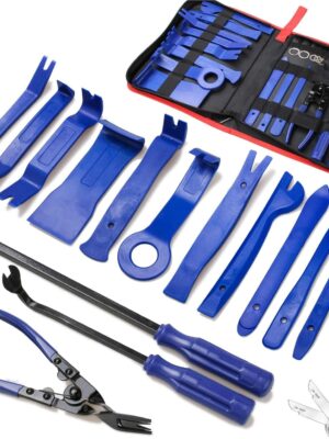 19Pcs Trim Removal Tool, Car Panel Door Audio Dashboard Trim Removal Tool Kit, Auto Clip Pliers Fastener Remover Set, Plastic Pry Tool, Automotive Upholstery Removal Kit