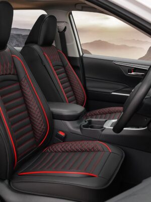 car seat Covers Compatible with Toyota  Automotive Cushion Protector Replacement, Waterproof Faux Leather(Full Set, Black&Red)