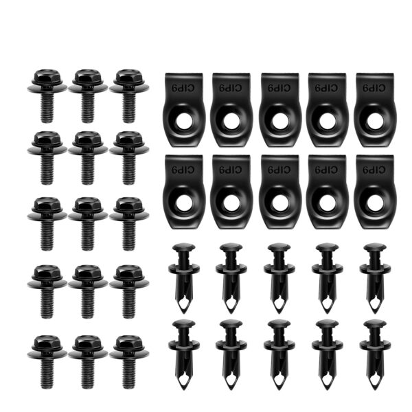 35PCS Engine Under Cover Splash Shield Guard Body Bolts Bumper Fender Liner Push Retainer Fastener Rivet Clips , black