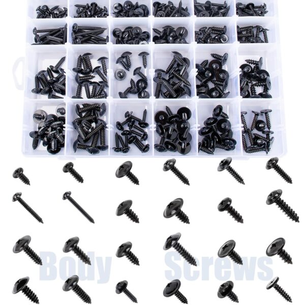 270pcs Automotive Body Screw Phillips Head Self Tapping Screw Washer Head Screws Assortment Kit #8#10#12#14