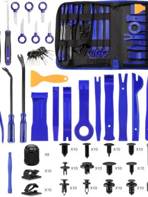 250 PCS Trim Removal Tool Kit Automotive Tools Auto Removal Set for Car Panel Dashboard Radio Puller Tool Plastic Pry Tools Clip Pliers/Fastener Pry Tool with Storage Bag (Blue)