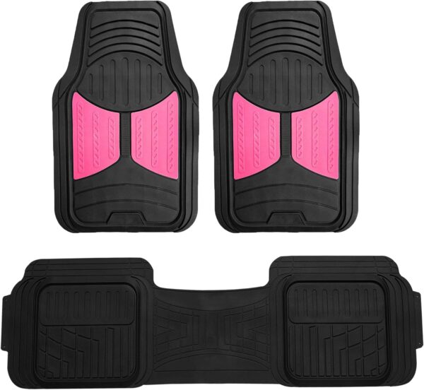 Car Floor Mats - Heavy-Duty Rubber Floor Mats for Cars, Universal Fit Full Set, Trimmable Automotive Floor Mats,  Floor Mats for Most Sedan, SUV, Truck Floor Mats Pink