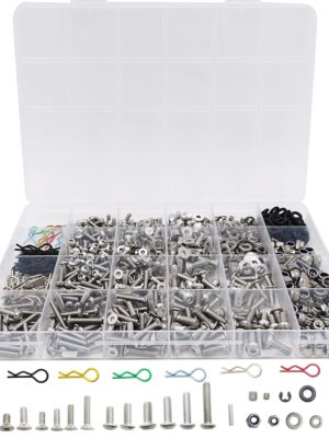 1008PCS Universal RC Screw Kit Screws Assortment Set 304 Stainless Steel Hardware Fasteners for  Scale RC Cars Trucks Crawler