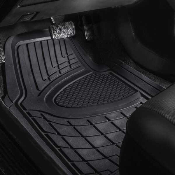 Automotive Floor Mats Universal Fit  for All Weather Protection Heavy Duty Rubber fits Most Cars, SUVs, and Trucks, Trim to Fit Black