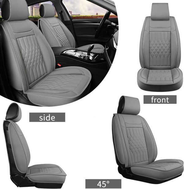 Car Seat Covers 5 Seats Full Set, Waterproof Napa Leather Automotive Seat Protector for Cars SUV Truck Sedan, Universal Anti-Slip Car Seat Cushion Interior Accessories, Gray