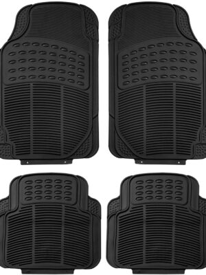 Automotive Floor Mats - Heavy-Duty Rubber, Universal Fit Full Set, , Trimmable For Most Cars, Sedan, SUV, Truck, Black