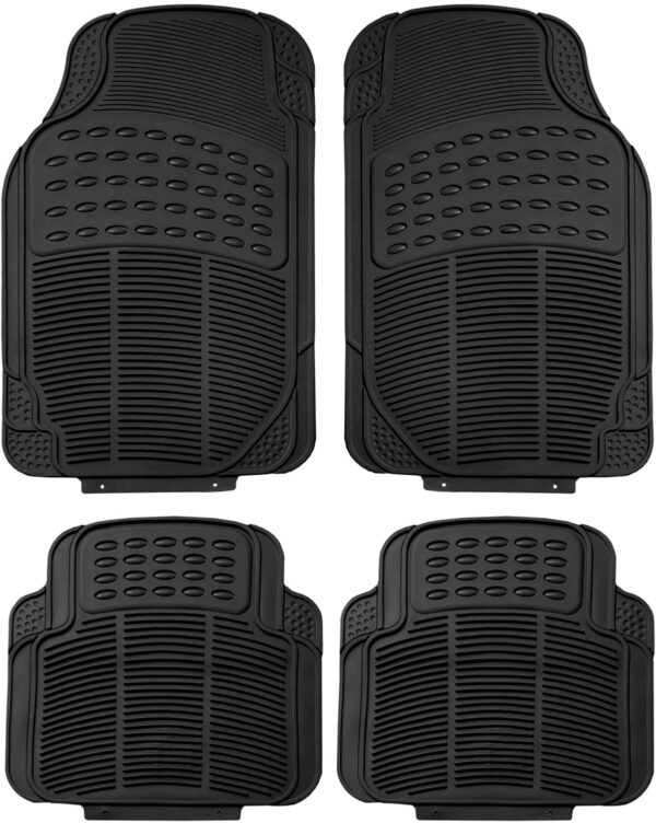 Automotive Floor Mats - Heavy-Duty Rubber, Universal Fit Full Set, , Trimmable For Most Cars, Sedan, SUV, Truck, Black