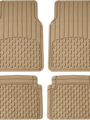 Automotive Floor Mats - Heavy-Duty Rubber Floor Mats for Cars, Universal Fit Full Set,  Floor Mats, Trimmable Floor Mats For Most Sedan, SUV, Truck Floor Mats Beige