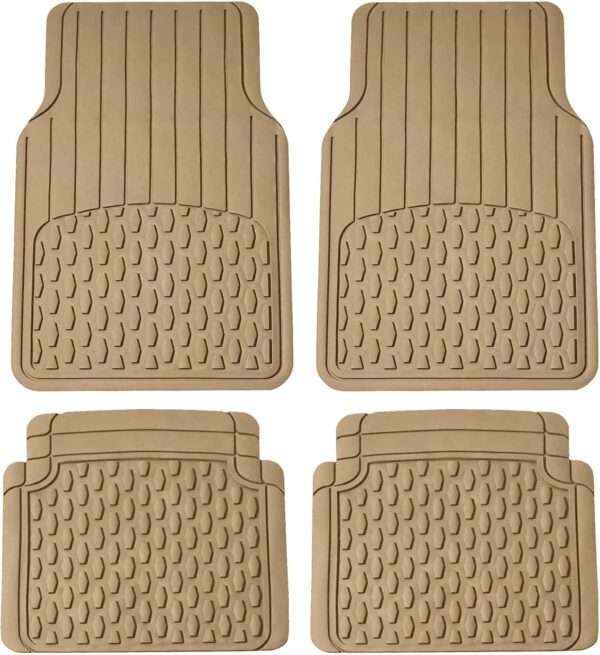 Automotive Floor Mats - Heavy-Duty Rubber Floor Mats for Cars, Universal Fit Full Set,  Floor Mats, Trimmable Floor Mats For Most Sedan, SUV, Truck Floor Mats Beige