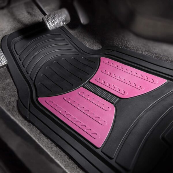 Car Floor Mats - Heavy-Duty Rubber Floor Mats for Cars, Universal Fit Full Set, Trimmable Automotive Floor Mats,  Floor Mats for Most Sedan, SUV, Truck Floor Mats Pink